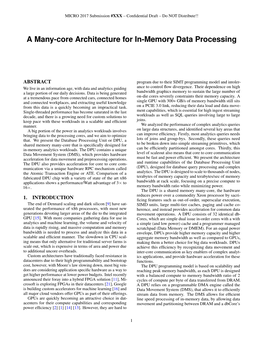 A Many-Core Architecture for In-Memory Data Processing