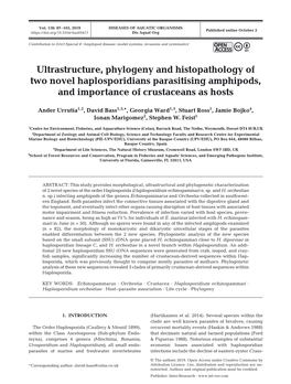 Ultrastructure, Phylogeny and Histopathology of Two Novel Haplosporidians Parasitising Amphipods, and Importance of Crustaceans As Hosts