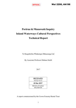 Porirua Ki Manawatu Inquiry Inland Waterways Cultural Perspectives