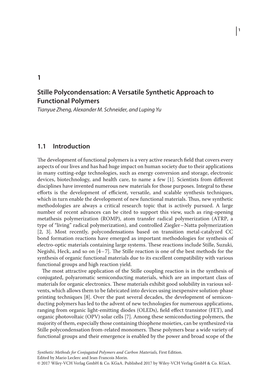 1 Stille Polycondensation: a Versatile Synthetic Approach to Functional Polymers