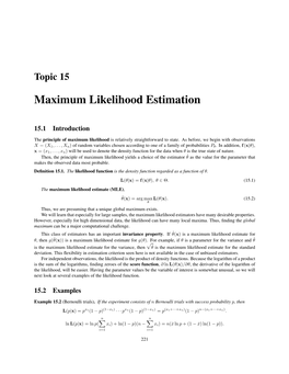 Maximum Likelihood Estimation