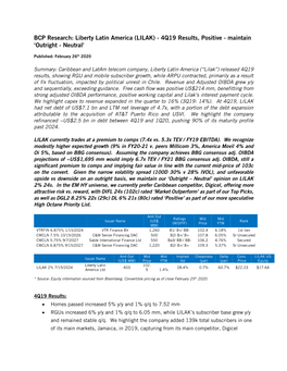 Liberty Latin America (LILAK) - 4Q19 Results, Positive - Maintain ‘Outright - Neutral'