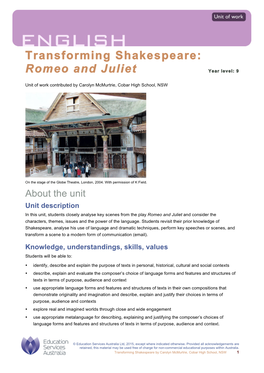 Transforming Shakespeare: Romeo and Juliet