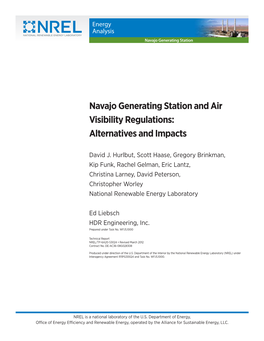 Navajo Generating Station and Air Visibility Regulations: Alternatives and Impacts