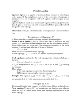 Operator Algebra