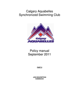 Calgary Aquabelles Synchronized Swimming Club Policy Manual