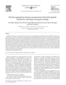 Protein Aggregation During Overexpression Limited by Peptide Extensions with Large Net Negative Charge