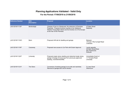 Planning Applications Validated - Valid Only for the Period:-17/09/2018 to 21/09/2018