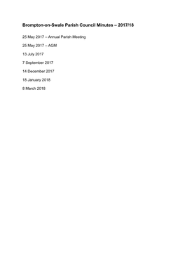 Brompton-On-Swale Parish Council Minutes – 2017/18