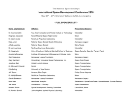 International Space Development Conference 2018 May 24Th – 27Th, Sheraton Gateway (LAX), Los Angeles