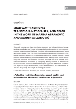 Transition, Nation, Sex, and Death in the Work of Marina Abramović and Mladen Miljanović