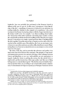 AJAX P.J. Finglass* Sophocles' Ajax Was Probably Rst Performed at The