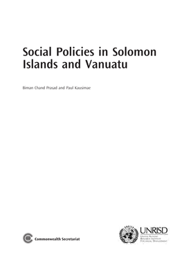 Social Policies in Solomon Islands and Vanuatu