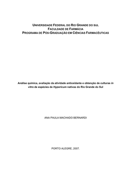 Universidade Federal Do Rio Grande Do Sul Faculdade De Farmácia Programa De Pós-Graduação Em Ciências Farmacêuticas