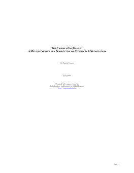 The Camisea Gas Project a Multi-Stakeholder Perspective on Conflicts & Negotiation