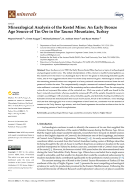 An Early Bronze Age Source of Tin Ore in the Taurus Mountains, Turkey