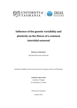 Influence of the Genetic Variability and Plasticity on the Fitness of a Common Intertidal Seaweed