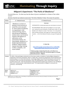 Milgram's Experiment: “The Perils of Obedience”