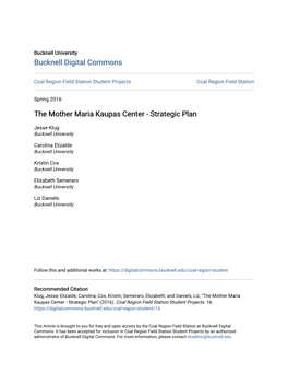 The Mother Maria Kaupas Center - Strategic Plan