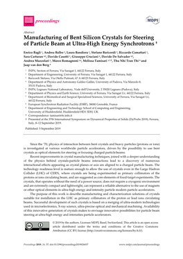 Manufacturing of Bent Silicon Crystals for Steering of Particle Beam at Ultra-High Energy Synchrotrons †