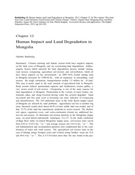 Human Impact and Land Degradation in Mongolia