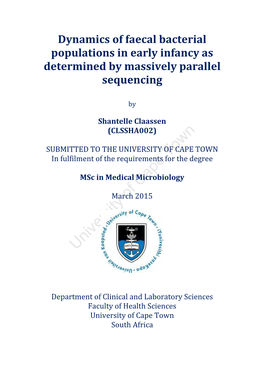 Dynamics of Faecal Bacterial Populations in Early Infancy As Determined by Massively Parallel Sequencing