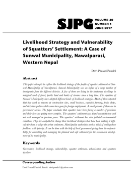 A Case of Sunwal Municipality, Nawalparasi, Western Nepal