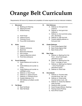 Orange Belt Curriculum