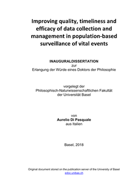 Improving Quality, Timeliness and Efficacy of Data Collection and Management in Population-Based Surveillance of Vital Events