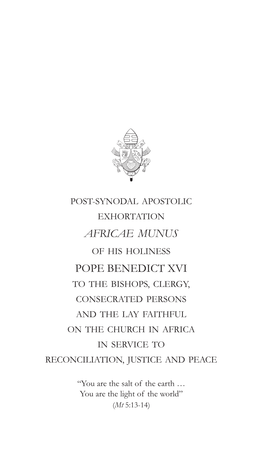 Africae Munus Pope Benedict