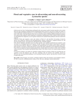 Floral and Vegetative Cues in Oil-Secreting and Non-Oil-Secreting Lysimachia Species