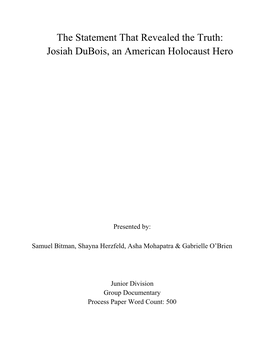 Josiah Dubois, an American Holocaust Hero