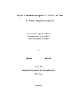 Physical and Mechanical Properties of Co Based Thin Films for Window