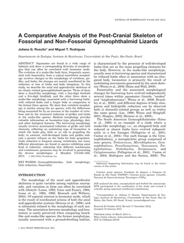 A Comparative Analysis of the Postcranial Skeleton of Fossorial And