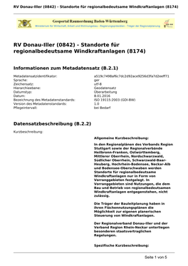 RV Donau-Iller (0842) - Standorte Für Regionalbedeutsame Windkraftanlagen (8174)