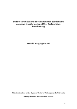 The Institutional, Political and Economic Transformation of New Zealand State Broadcasting
