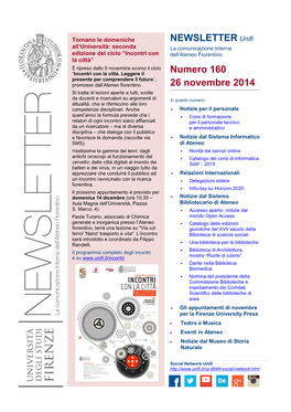 NEWSLETTER Unifi Numero 160 26 Novembre 2014