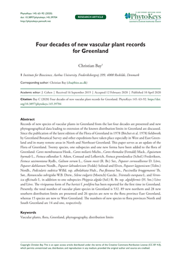 Four Decades of New Vascular Plant Records for Greenland