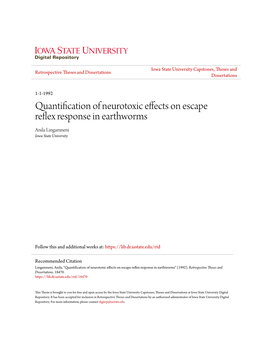 Quantification of Neurotoxic Effects on Escape Reflex Response in Earthworms