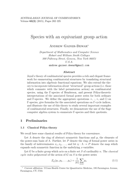 Species with an Equivariant Group Action