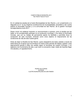 1 En Mi Calidad De Alcalde De La Ilustre Municipalidad De San Ramón, Y En Cumplimiento a Lo Dispuesto En El La Ley Orgánica C