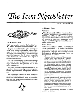 Icon Newsletter 28: October 15, 1988