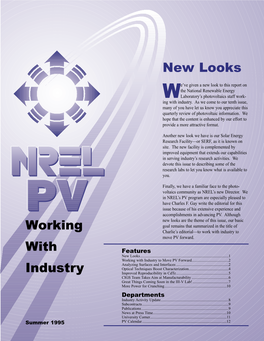 NREL PV Working with Industry, Summer 1995