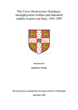 Cassa Integrazione Guadagni, Unemployment Welfare and Industrial Conflict in Post-War Italy, 1941-1987