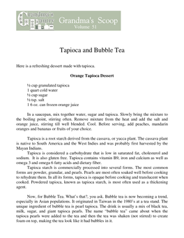 Tapioca and Bubble Tea