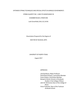 Extended String Techniques and Special Effects in Arnold Schoenberg's