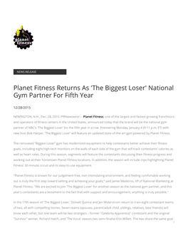 Planet Fitness Returns As 'The Biggest Loser' National Gym Partner for Fifth Year