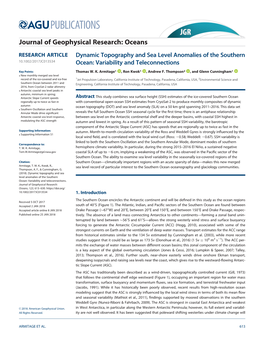 Dynamic Topography and Sea Level Anomalies of the Southern Ocean: Variability and Teleconnections