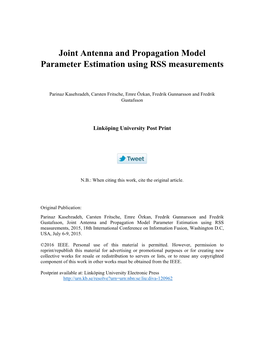 Joint Antenna and Propagation Model Parameter Estimation Using RSS Measurements