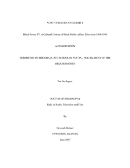 A Cultural History of Black Public Affairs Television 1968-1980 A